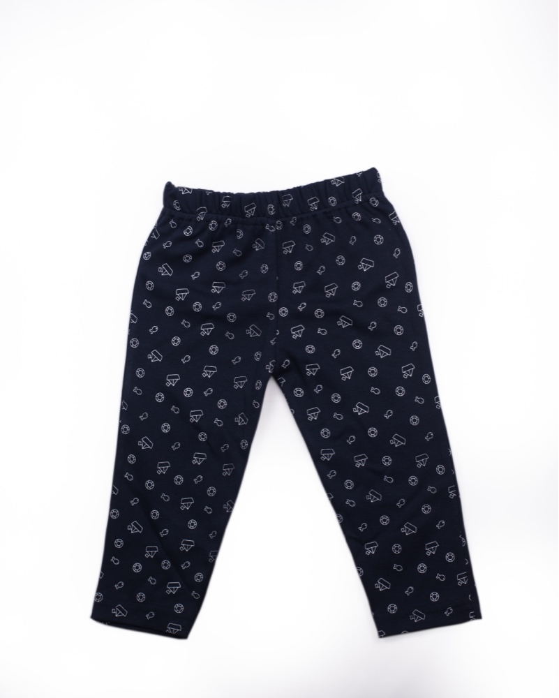 Navy Two piece set with allover boat print - Wow Fine Fashion For Kids
